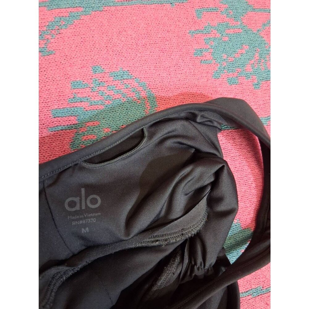 Alo yoga womens medium sports bra gray cinched ruched gym Activewear running - Picture 6 of 8